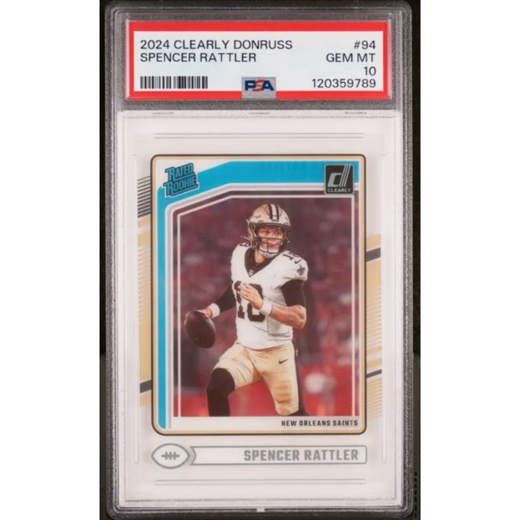 Graded PSA 10 Gem Mint 2024 Panini Clearly Donruss Spencer Rattler #94 Rookie Card