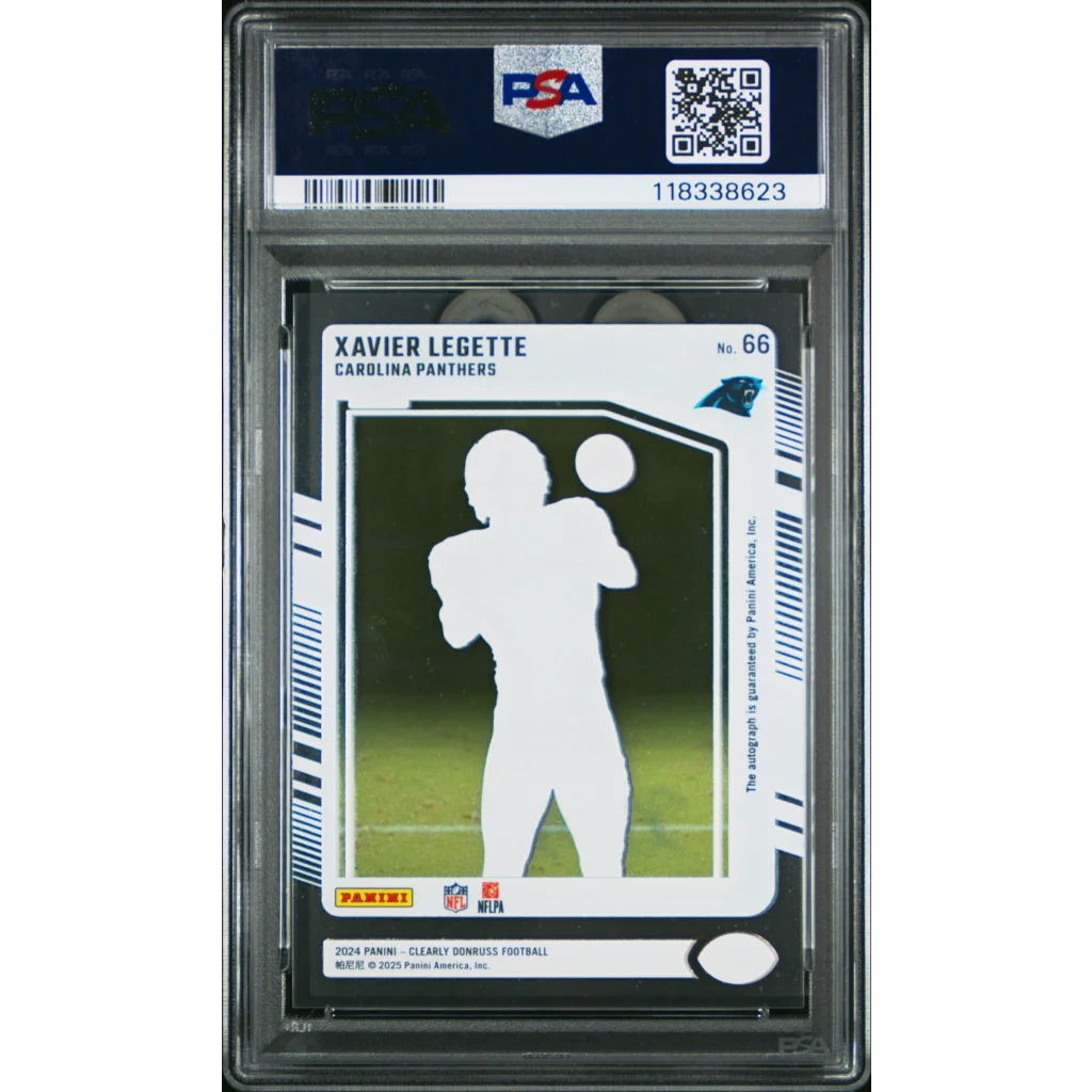 Graded 2024 Panini Clearly Donruss Xavier Legette #66 Autograph Rookie RC Football Card PSA 10 Gem Mint | PSA 10 Gem Mint Graded Rookie Card | vintageantiquesgifts.com