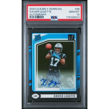 Graded 2024 Panini Clearly Donruss Xavier Legette #66 Autograph Rookie RC Football Card PSA 10 Gem Mint | Hall of Fame Sports Memorabilia | vintageantiquesgifts.com