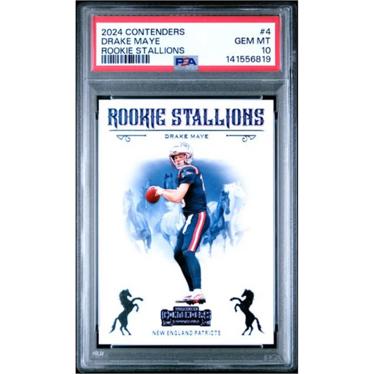 Graded 2024 Panini Contenders Drake Maye #4 Rookie Stallions Rookie RC Football Card PSA 10 Gem Mint | Hall of Fame Sports Memorabilia | vintageantiquesgifts.com