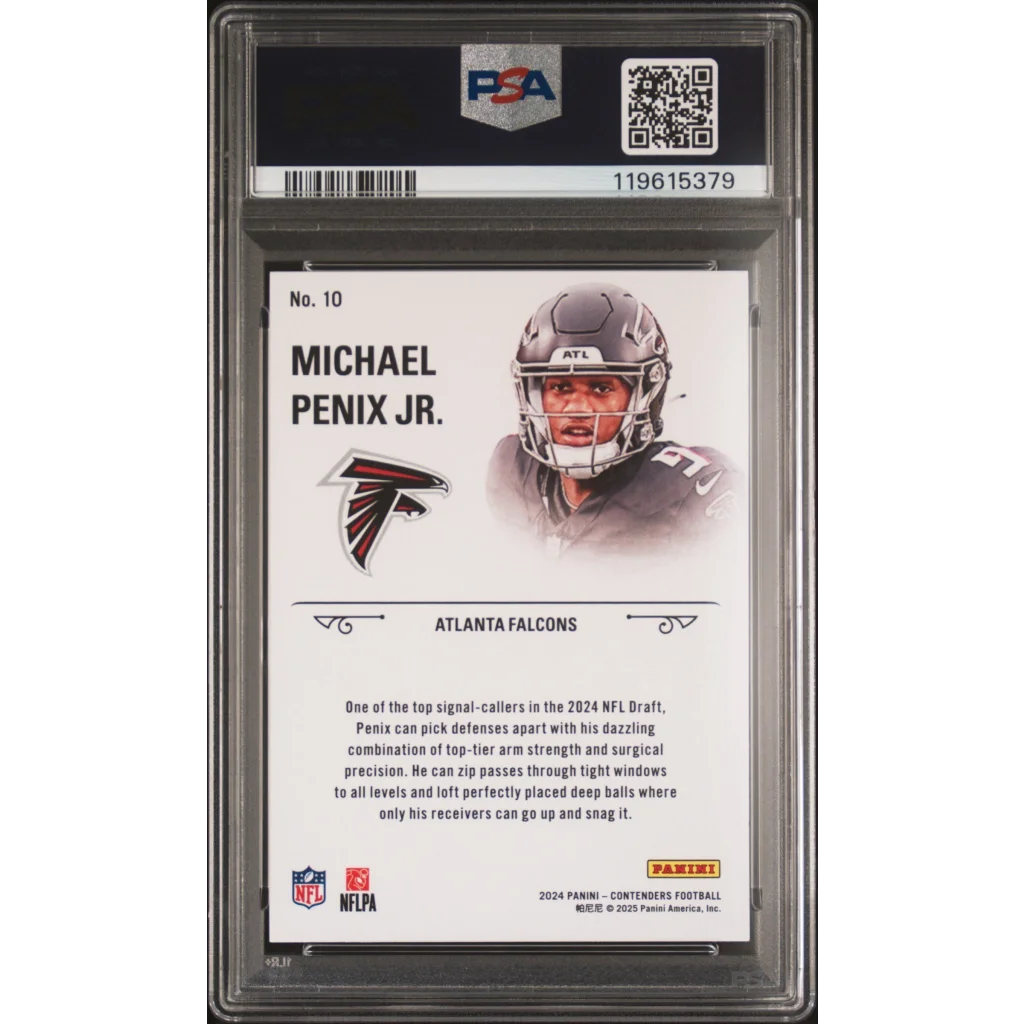 Graded 2024 Panini Contenders Michael Penix Jr #10 Rookie Stallions Red Rookie RC Football Card PSA 10 Gem Mint | PSA 10 Gem Mint Graded Rookie Card | vintageantiquesgifts.com