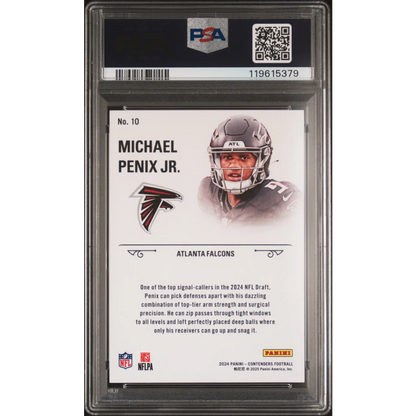 Graded 2024 Panini Contenders Michael Penix Jr #10 Rookie Stallions Red Rookie RC Football Card PSA 10 Gem Mint | PSA 10 Gem Mint Graded Rookie Card | vintageantiquesgifts.com
