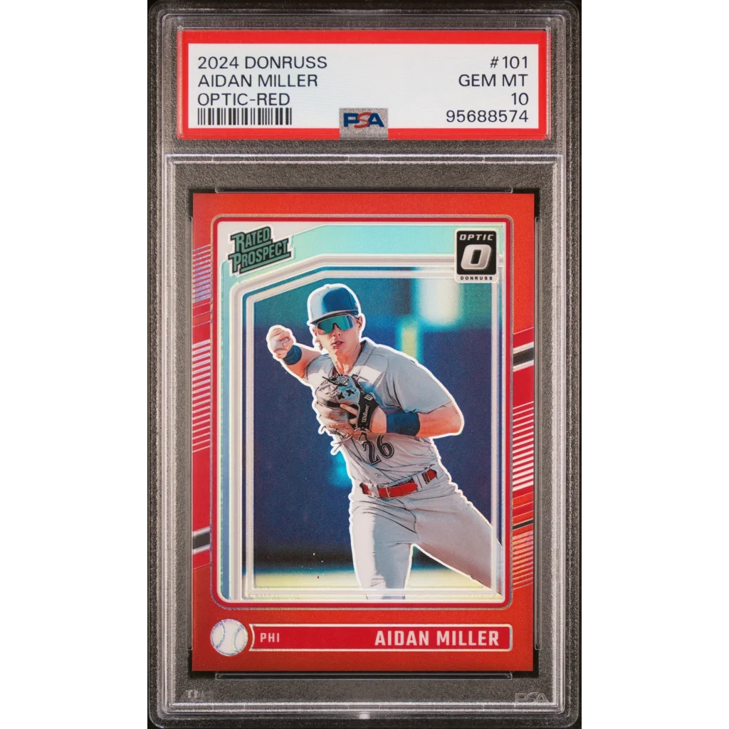 Graded 2024 Panini Donruss Aidan Miller #101 Optic Red #/99 Rookie RC Baseball Card PSA 10 Gem Mint | Hall of Fame Sports Memorabilia | vintageantiquesgifts.com