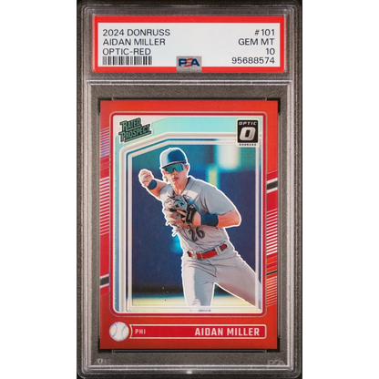 Graded 2024 Panini Donruss Aidan Miller #101 Optic Red #/99 Rookie RC Baseball Card PSA 10 Gem Mint | Hall of Fame Sports Memorabilia | vintageantiquesgifts.com