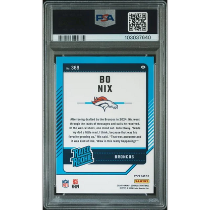 Graded 2024 Panini Donruss Bo Nix Optic Preview Rookie PSA 10 card