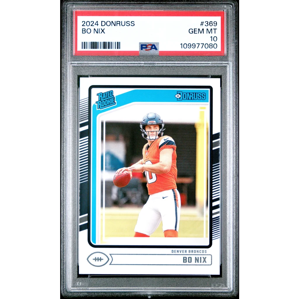 Graded 2024 Panini Donruss Bo Nix #369 Rookie RC Football Card PSA 10 Gem Mint | Hall of Fame Sports Memorabilia | vintageantiquesgifts.com