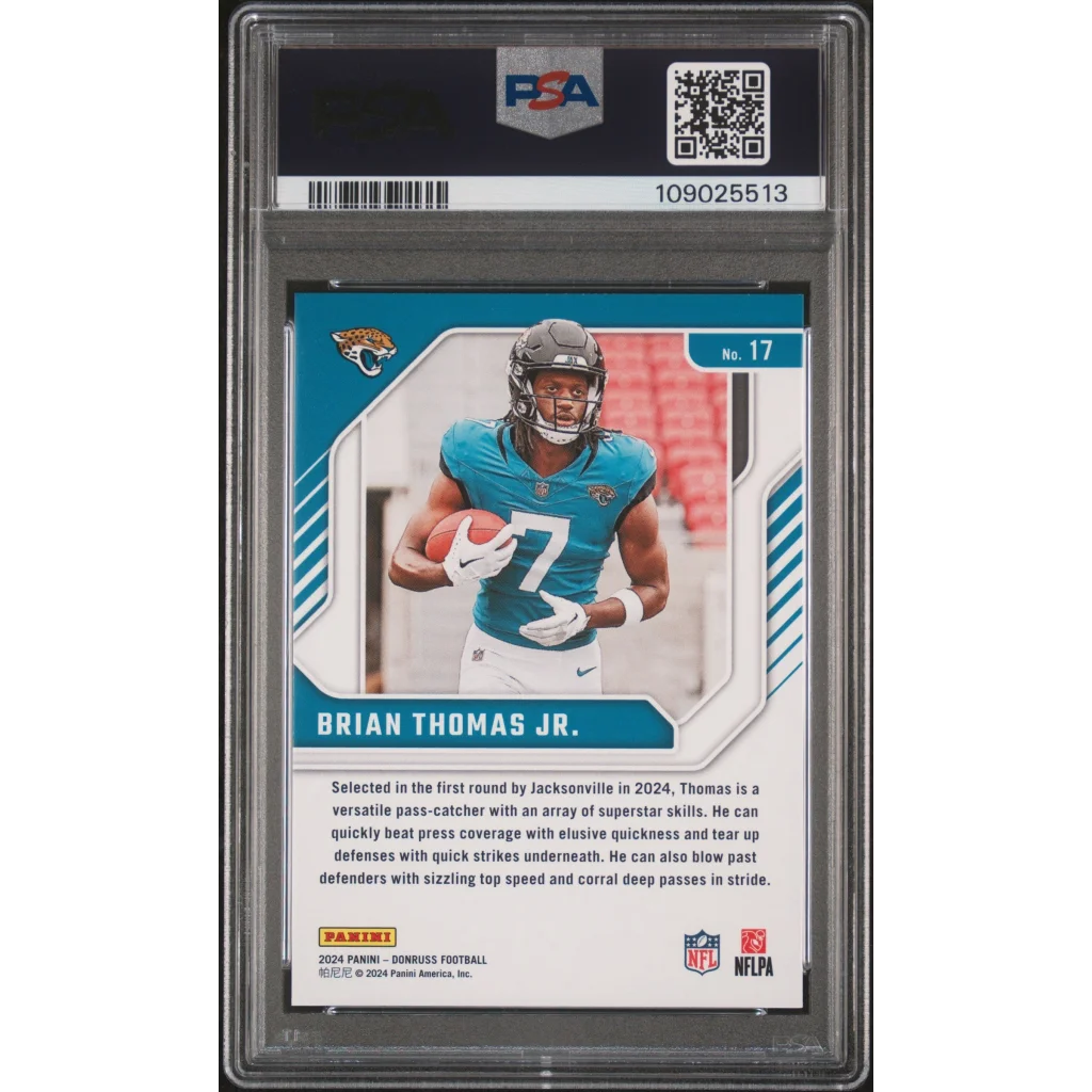 Graded PSA 10 2024 Panini Donruss Brian Thomas Jr Rookie RC Football Card