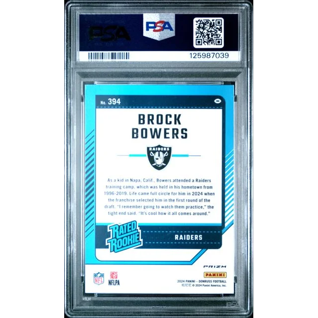 Graded 2024 Panini Donruss Brock Bowers #394 Optic Preview Pink Rookie RC Football Card PSA 10 Gem Mint | PSA 10 Gem Mint Graded Rookie Card | vintageantiquesgifts.com