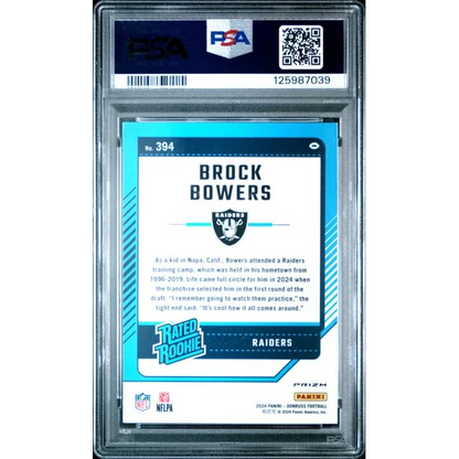Graded 2024 Panini Donruss Brock Bowers #394 Optic Preview Pink Rookie RC Football Card PSA 10 Gem Mint | PSA 10 Gem Mint Graded Rookie Card | vintageantiquesgifts.com