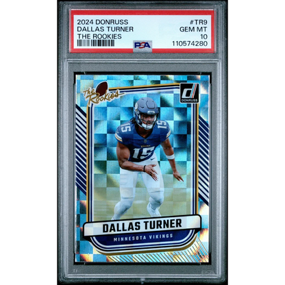 Graded 2024 Panini Donruss Dallas Turner #TR9 The Rookies Rookie RC Football Card PSA 10 Gem Mint | Hall of Fame Sports Memorabilia | vintageantiquesgifts.com