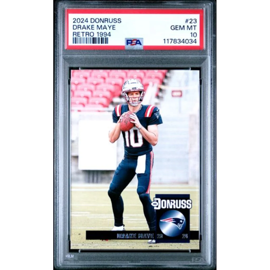 Graded PSA 10 Gem Mint 2024 Panini Donruss Drake Maye Retro 1994 Rookie Card