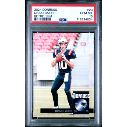 Graded PSA 10 Gem Mint 2024 Panini Donruss Drake Maye Retro 1994 Rookie Card