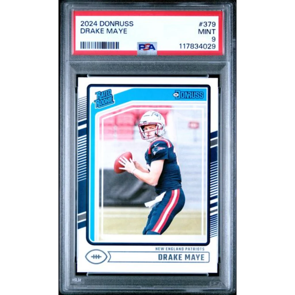 Graded 2024 Panini Donruss Drake Maye #379 Rookie RC Football Card PSA 9 Mint | Hall of Fame Sports Memorabilia | vintageantiquesgifts.com