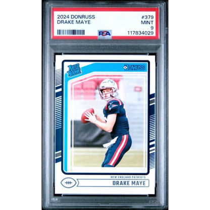 Graded 2024 Panini Donruss Drake Maye #379 Rookie RC Football Card PSA 9 Mint | Hall of Fame Sports Memorabilia | vintageantiquesgifts.com