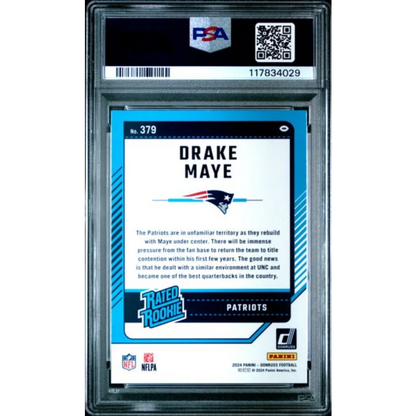 Graded 2024 Panini Donruss Drake Maye #379 Rookie RC Football Card PSA 9 Mint | PSA 9 Mint Graded Rookie Card | vintageantiquesgifts.com