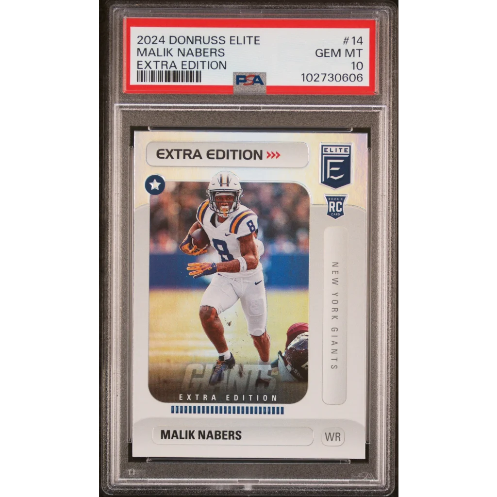 Graded 2024 Panini Donruss Elite Malik Nabers #14 Extra Edition Rookie RC Football Card PSA 10 Gem Mint | Hall of Fame Sports Memorabilia | vintageantiquesgifts.com