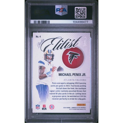 Graded 2024 Panini Donruss Elite Michael Penix Jr #4 Rookie Elitist Rookie RC Football Card PSA 10 Gem Mint | PSA 10 Gem Mint Graded Rookie Card | vintageantiquesgifts.com