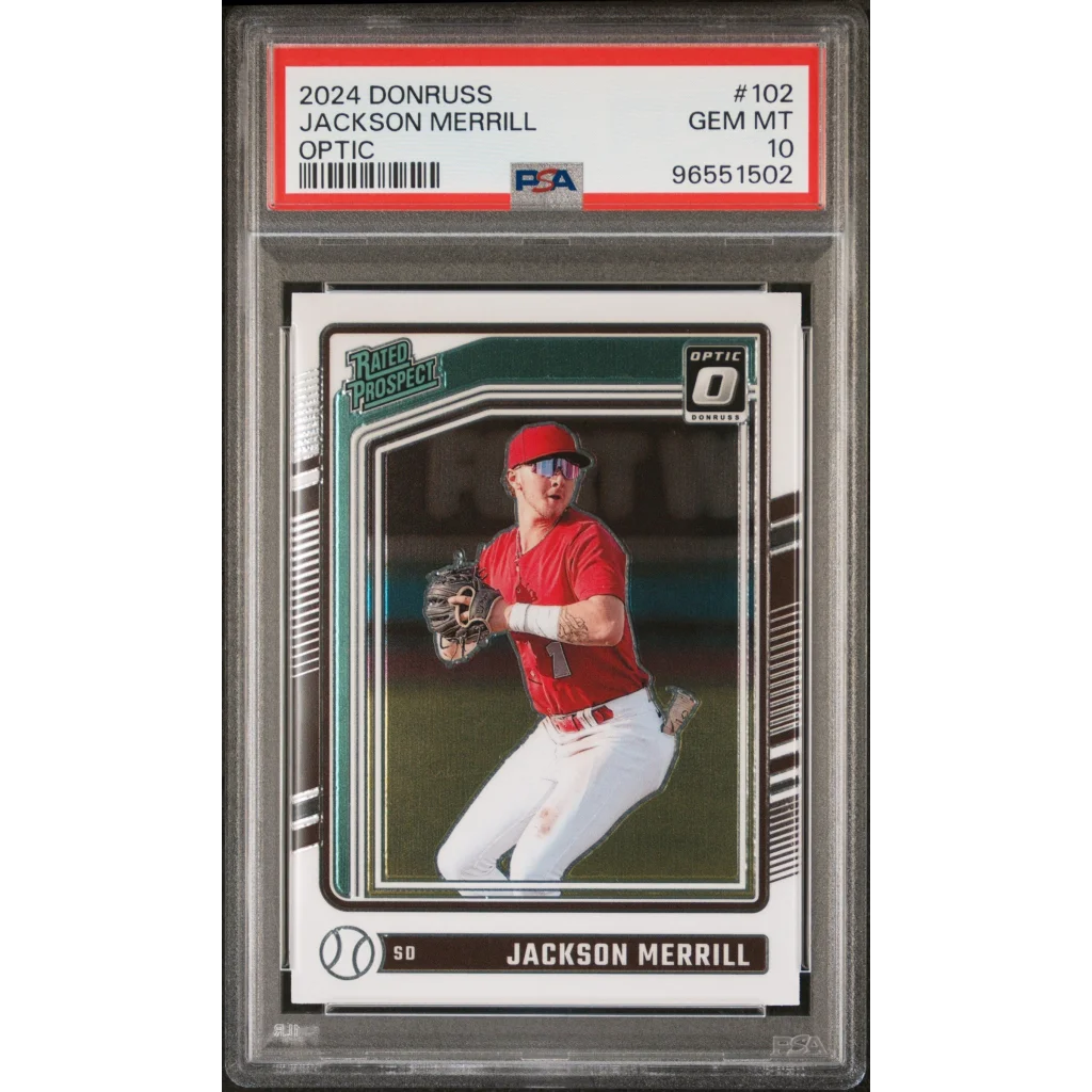 Graded 2024 Panini Donruss Optic Jackson Merrill #102 RC PSA 10 Gem Mint