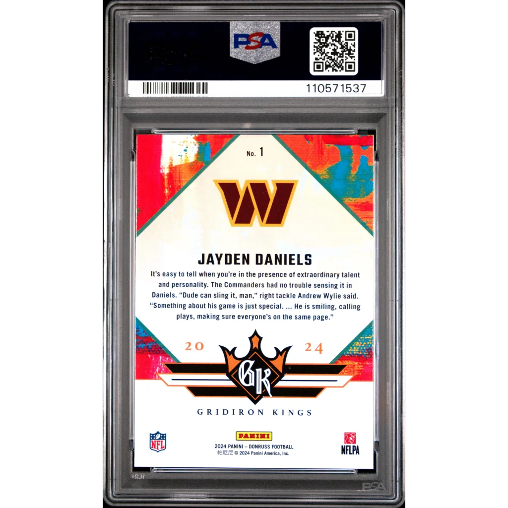 Graded 2024 Panini Donruss Jayden Daniels #1 Rookie Gridiron Kings Rookie RC Football Card PSA 10 Gem Mint | PSA 10 Gem Mint Graded Rookie Card | vintageantiquesgifts.com