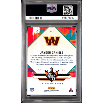 Graded 2024 Panini Donruss Jayden Daniels #1 Rookie Gridiron Kings Rookie RC Football Card PSA 10 Gem Mint | PSA 10 Gem Mint Graded Rookie Card | vintageantiquesgifts.com