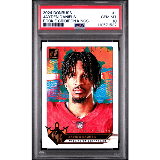 Graded 2024 Panini Donruss Jayden Daniels #1 Rookie Gridiron Kings Rookie RC Football Card PSA 10 Gem Mint | Hall of Fame Sports Memorabilia | vintageantiquesgifts.com