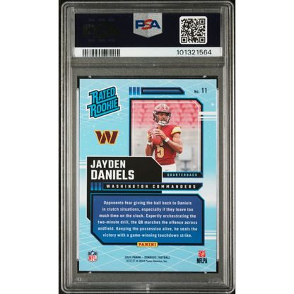 Graded Jayden Daniels 2024 Donruss Rated Rookies Retro Football Card in PSA Mint 9