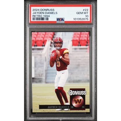 Graded 2024 Panini Donruss Jayden Daniels #22 Retro 1994 Rookie RC Football Card PSA 10 Gem Mint | Hall of Fame Sports Memorabilia | vintageantiquesgifts.com