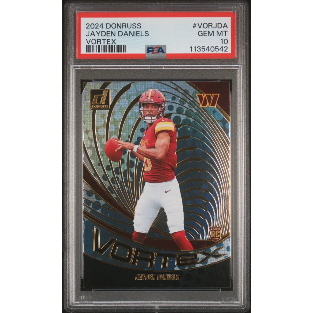 Graded 2024 Panini Donruss Jayden Daniels #VORJDA Vortex Rookie RC Football Card PSA 10 Gem Mint | Hall of Fame Sports Memorabilia | vintageantiquesgifts.com