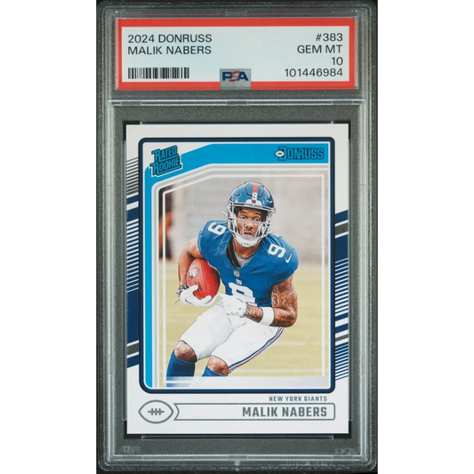 Graded 2024 Panini Donruss Malik Nabers #383 RC PSA 10 Gem Mint card