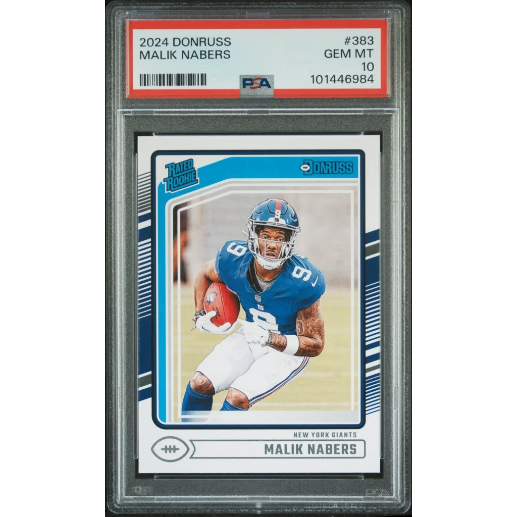 PSA graded 2024 Malik Nabers rookie football card by Professional Sports Authenticator