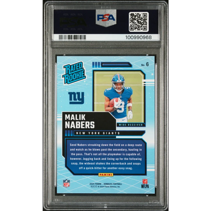 Graded 2024 Panini Donruss Malik Nabers #6 Rated Rookies Retro Rookie RC Football Card PSA 10 Gem Mint | PSA 10 Gem Mint Graded Rookie Card | vintageantiquesgifts.com