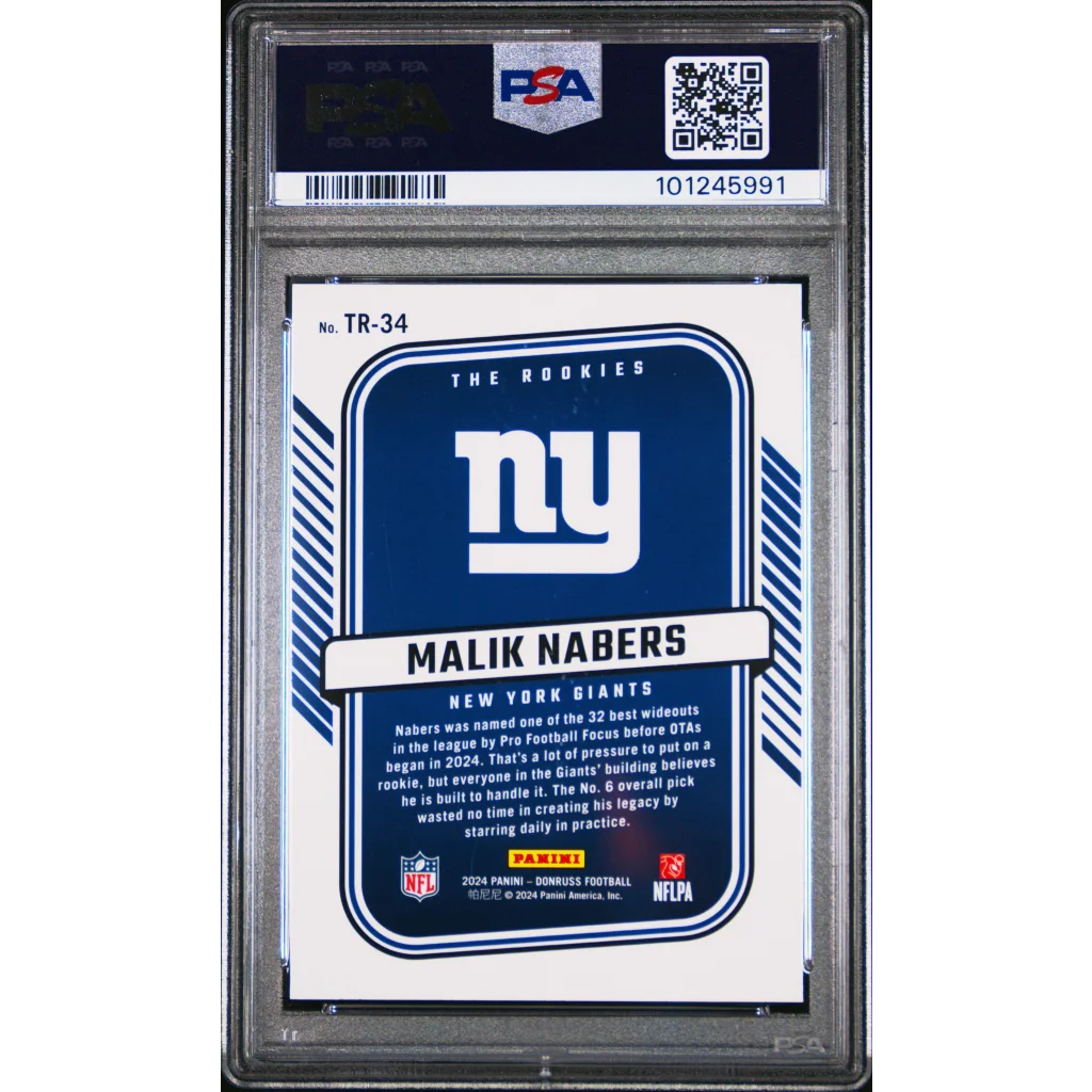 PSA Graded Malik Nabers 2024 Donruss Rookies Football Card for collectors