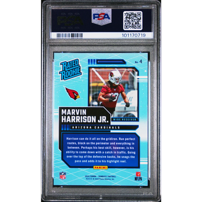 Graded 2024 Panini Donruss Marvin Harrison Jr #4 Rated Rookies Retro Rookie RC Football Card PSA 10 Gem Mint | PSA 10 Gem Mint Graded Rookie Card | vintageantiquesgifts.com