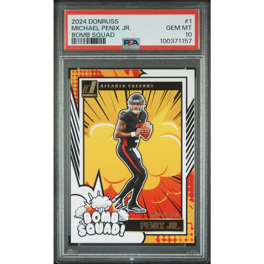 Graded 2024 Panini Donruss Michael Penix Jr #1 Bomb Squad Rookie RC Football Card PSA 10 Gem Mint | Hall of Fame Sports Memorabilia | vintageantiquesgifts.com