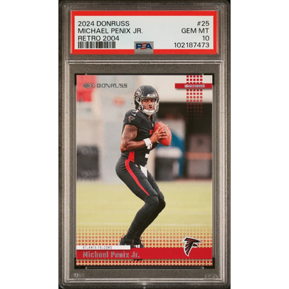 Graded 2024 Panini Donruss Michael Penix Jr #25 Retro 2004 Rookie RC Football Card PSA 10 Gem Mint | Hall of Fame Sports Memorabilia | vintageantiquesgifts.com