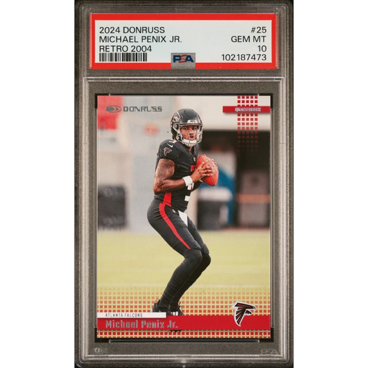 Graded 2024 Panini Donruss Michael Penix Jr #25 Retro 2004 Rookie RC Football Card PSA 10 Gem Mint | Hall of Fame Sports Memorabilia | vintageantiquesgifts.com
