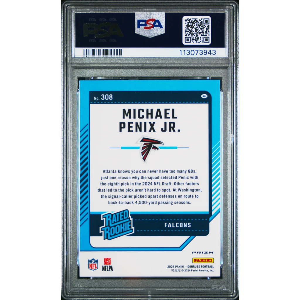 PSA 10 Graded 2024 Panini Donruss Michael Penix Jr Optic Preview Pink Rookie Card