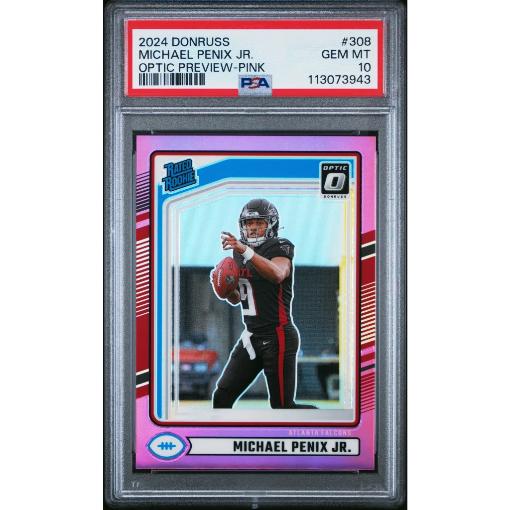 PSA Graded Michael Penix Jr Pink Rookie Card Donruss Optic Preview football card