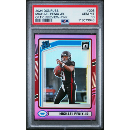 PSA Graded Michael Penix Jr Pink Rookie Card Donruss Optic Preview football card