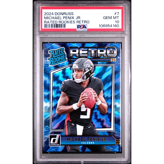 Graded 2024 Panini Donruss Michael Penix Jr #7 Rated Rookies Retro Rookie RC Football Card PSA 10 Gem Mint | Hall of Fame Sports Memorabilia | vintageantiquesgifts.com
