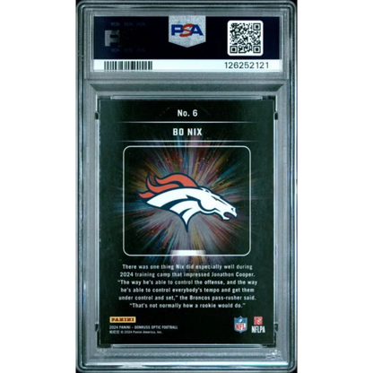 Graded PSA 10 2024 Panini Donruss Optic Bo Nix Broncos rookie card slab
