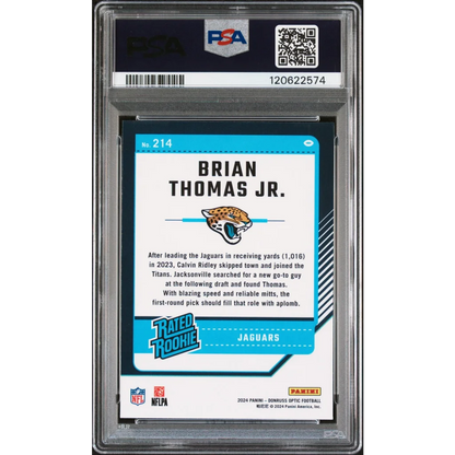 Graded PSA 8 2024 Panini Donruss Optic Brian Thomas Jr. #214 Rookie RC Card