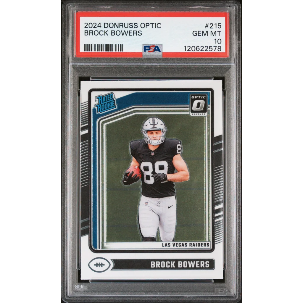 Graded 2024 Panini Donruss Optic Brock Bowers #215 Rookie RC Football Card PSA 10 Gem Mint | Hall of Fame Sports Memorabilia | vintageantiquesgifts.com