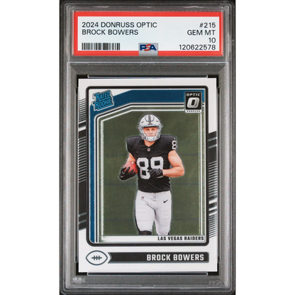 Graded 2024 Panini Donruss Optic Brock Bowers #215 Rookie RC Football Card PSA 10 Gem Mint | Hall of Fame Sports Memorabilia | vintageantiquesgifts.com