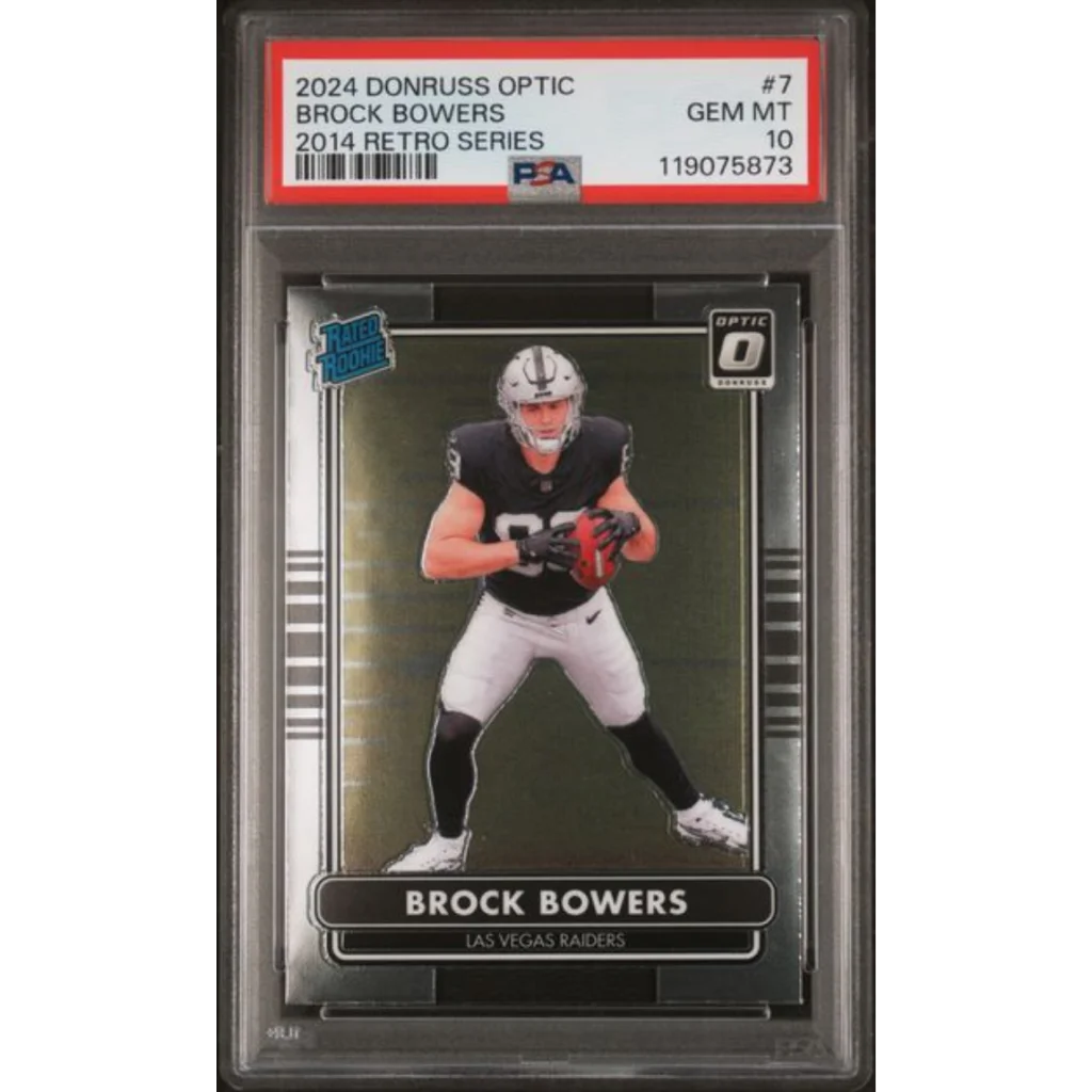 Graded 2024 Panini Donruss Optic Brock Bowers #7 2014 Retro Series Rookie RC Football Card PSA 10 Gem Mint | Hall of Fame Sports Memorabilia | vintageantiquesgifts.com