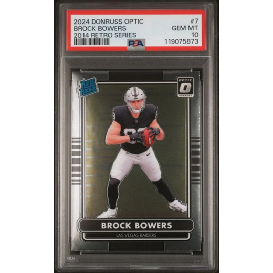 Graded 2024 Panini Donruss Optic Brock Bowers #7 2014 Retro Series Rookie RC Football Card PSA 10 Gem Mint | Hall of Fame Sports Memorabilia | vintageantiquesgifts.com