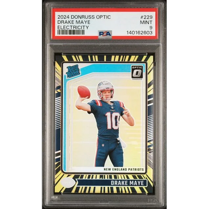 Graded PSA 9 Mint 2024 Donruss Optic Drake Maye #229 /75 Rookie RC Patriots