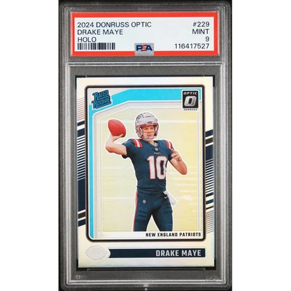 Graded 2024 Panini Donruss Optic Drake Maye #229 Holo Rookie RC Football Card PSA 9 Mint | Hall of Fame Sports Memorabilia | vintageantiquesgifts.com