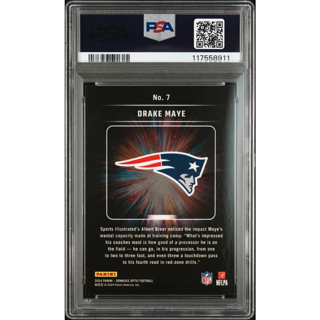PSA 10 Drake Maye 2024 Panini Donruss Optic Patriots RC card