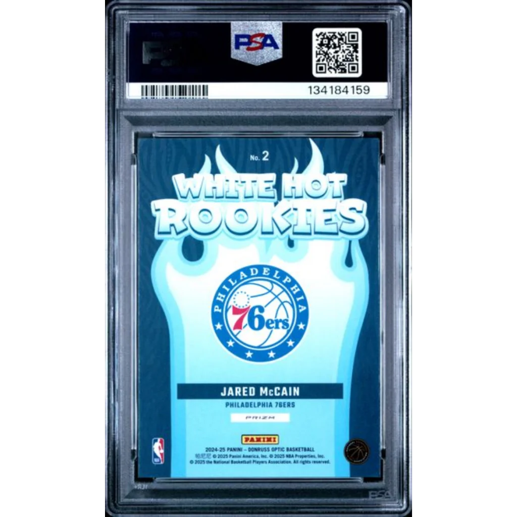 Graded 2024 Panini Donruss Optic Jared McCain 2 White Hot Rookies Purple Rookie RC Basketball Card PSA 10 Gem Mint | PSA 10 Gem Mint Graded Rookie Card | vintageantiquesgifts.com